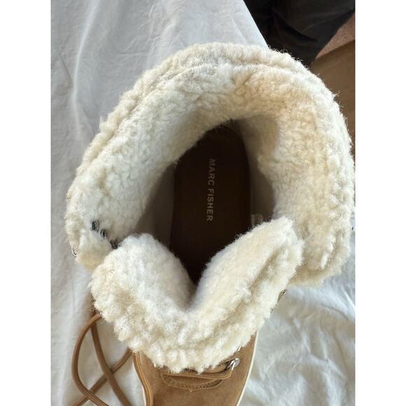 Womens Sz 6,5M Brown Marc Fisher MF Darlen-M Faux Fur Suede Leather Ankle Boots - Picture 8 of 11